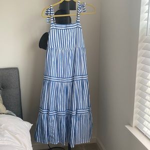White and blue Stripes Maxi Dress